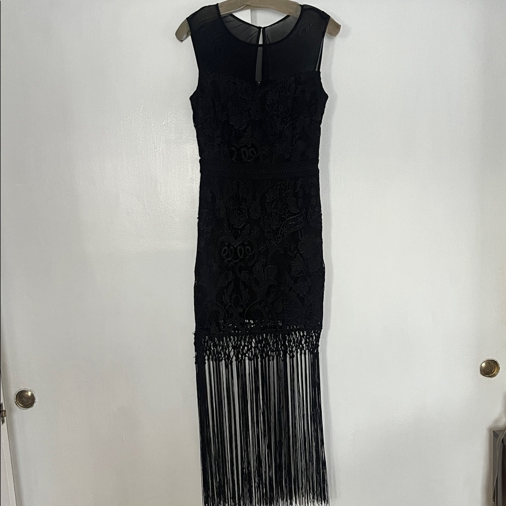 Elegant Black Fringe Dress